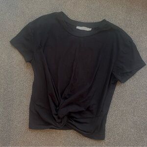 Black Twist Front Short Sleeve Crop T-Shirt NWOT